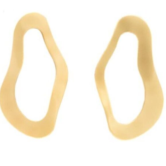 Goldtone Abstract Open Form Earrings - Picture 1 of 2